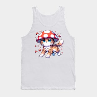 Kawaii cat Mushroom design Tank Top